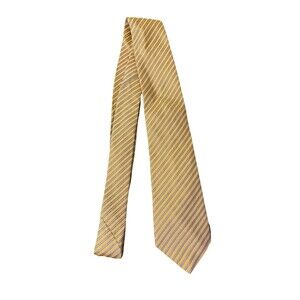 Saks Fifth Avenue Vintage 100% Silk Neck Tie Made in Italy Striped Yellow Blue